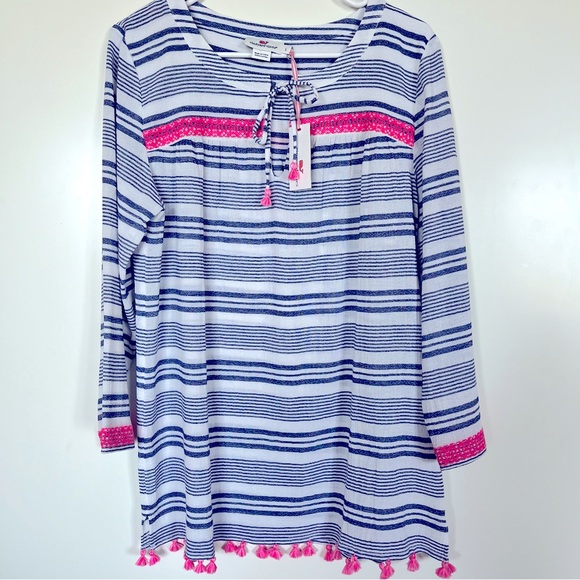Vineyard Vines Other - Vineyard Vines Ocean Reef Bungalow Stripe Tunic Top 100% Cotton Gauze NWT